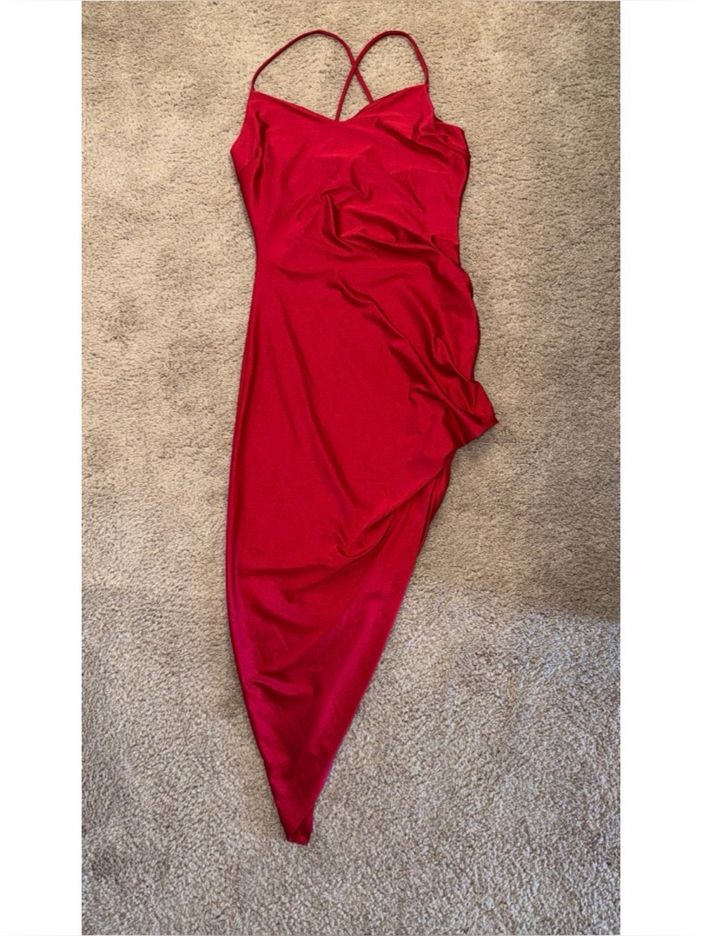 Windsor Red Spaghetti Strap High Low Asymmetrical Midi Dress Women Size Large